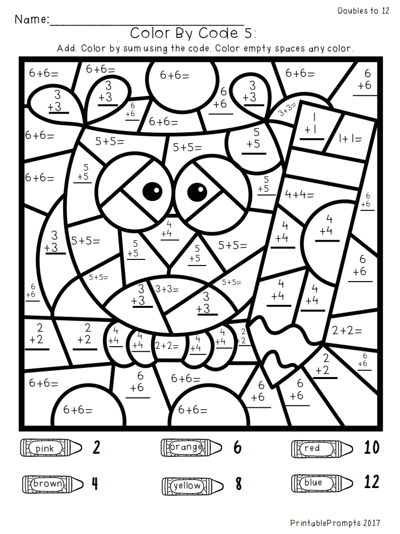 Back to School Math Color By Number Addition to 10